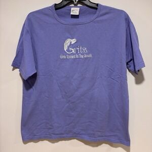Vintage GRITS "Grits Girls Raised In The South" T Shirt Purple Size XL Made USA